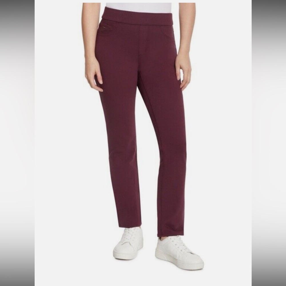 NWT Nine West Ladies Heidi Pull On Straight Pants color wine  size 14 & 16